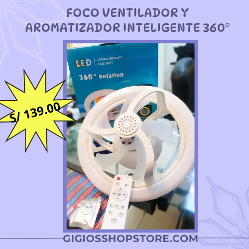 💡❄️🌸FOCO VENTILADOR INTELIGENTE 360° C/CONTROL💡❄️🌸