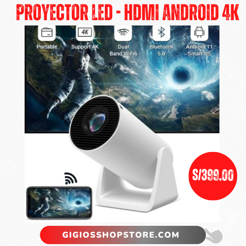 Proyector LED Portátil HDMI Android 4K Full HD